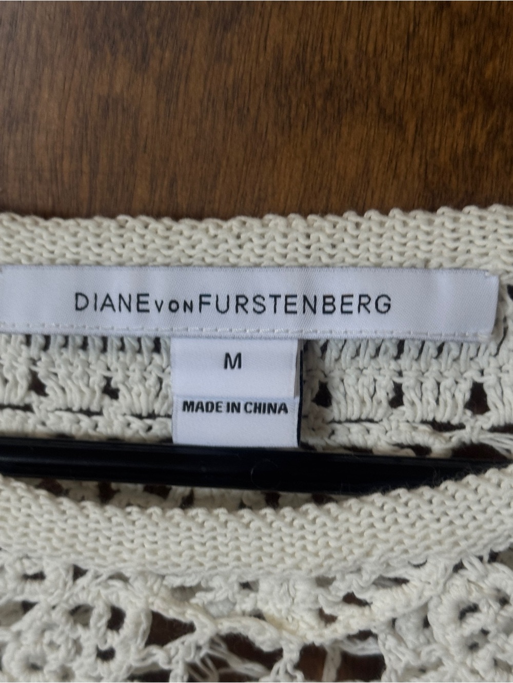 Diane Von Furstenberg Cream Crochet Knit Top Size M - Picture 2 of 2